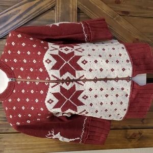 Woolrich Dark Ruby full zip  ribbed waist sweater